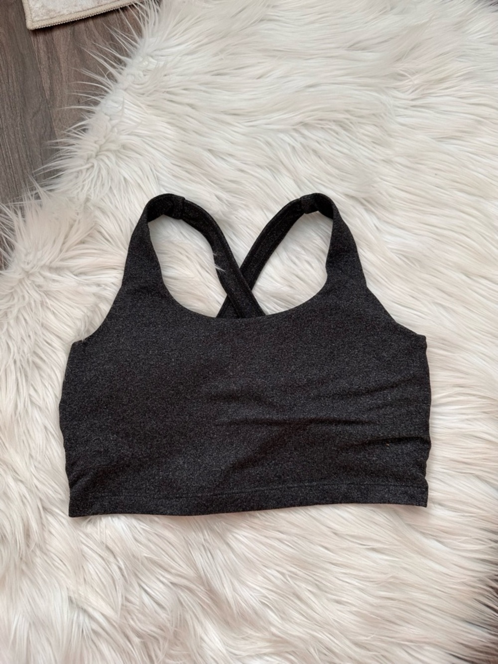 Beyond Yoga Heathered Dark Gray Cross-Back Bralette